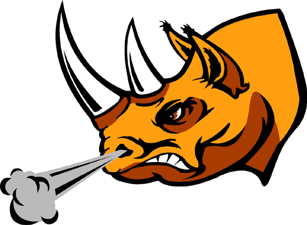 Rhino 3 team mascot sports decal. Make it yours!